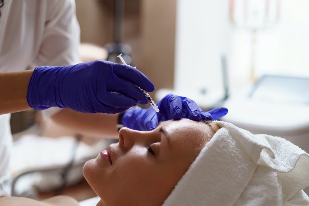 Close up of cosmetic botox injection